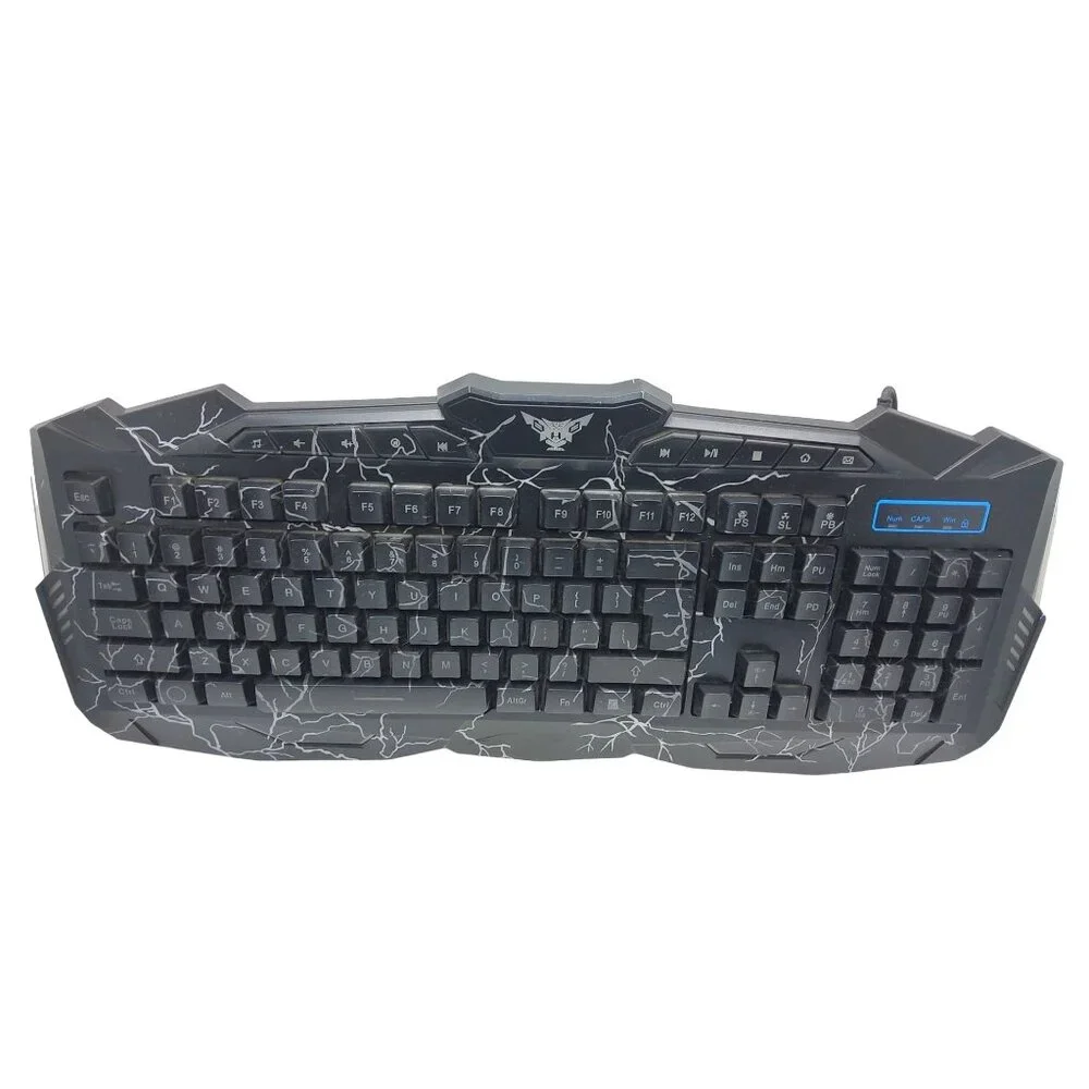 bluefinger gaming lighted usb wired led backlit 3 color light change keyboard